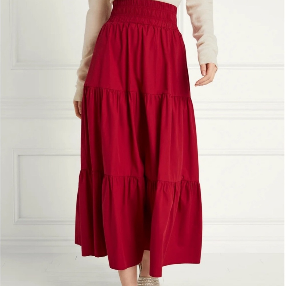 Hill House Home The Florence Nap Skirt Victorian Red Cotton XS Extra Small NWT